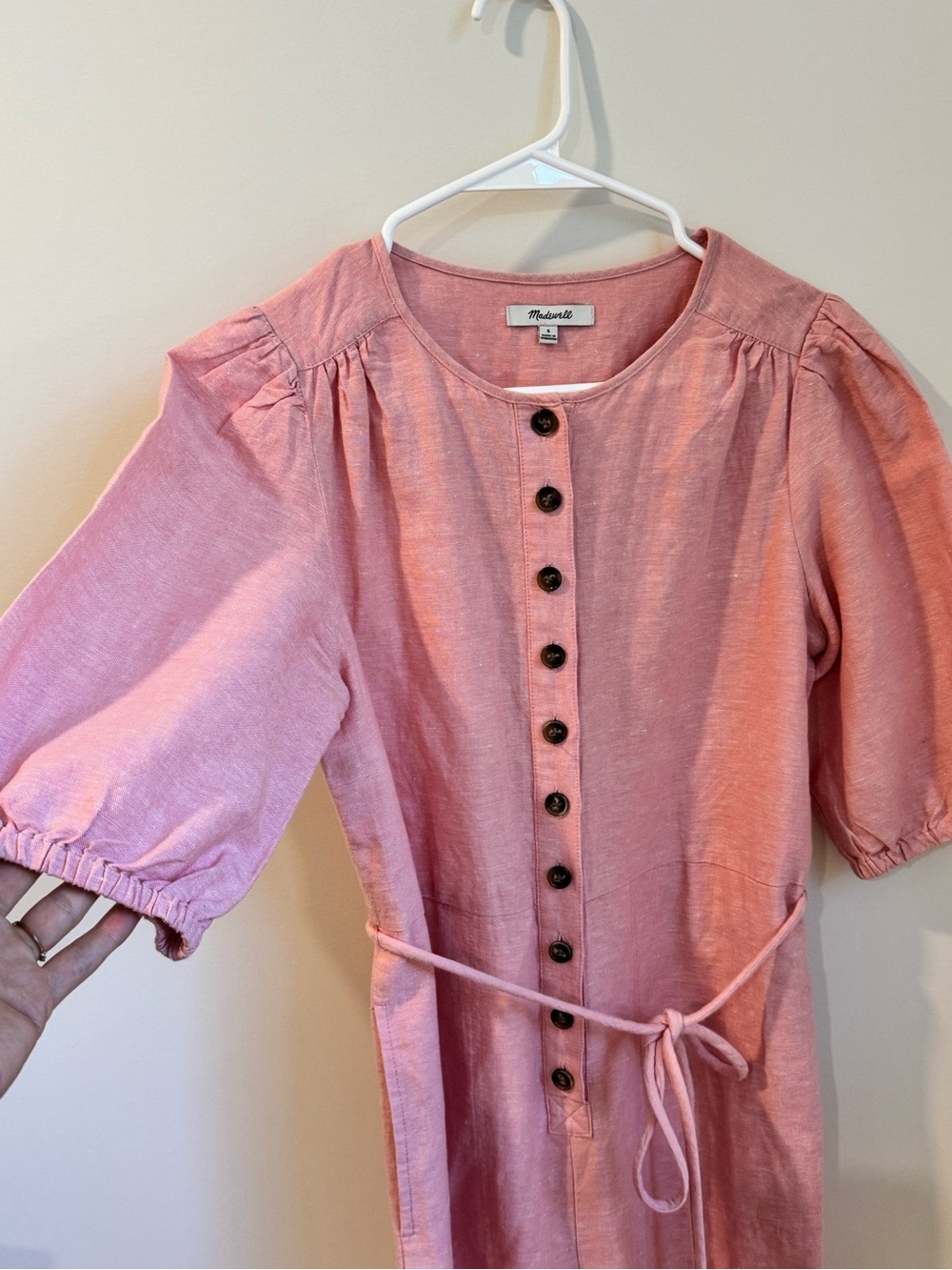 Madewell Pink Button-Front Jumpsuit Romper